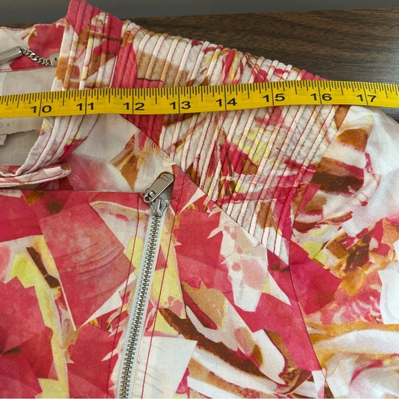 Escada Pink and White Floral Moto Bomber Jacket 40 - Picture 8 of 12